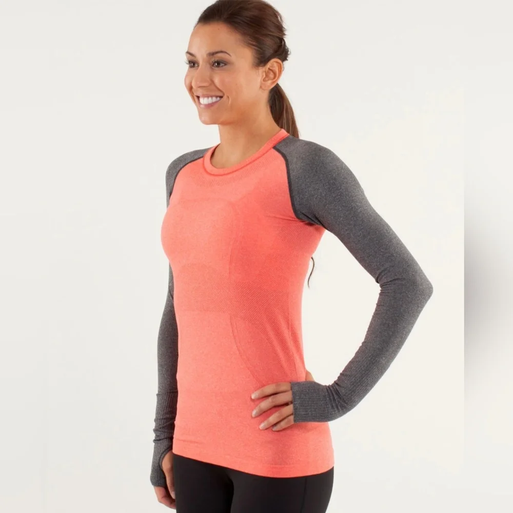 Lululemon Run: Swiftly Tech Long Sleeve Love Red / Deep Coal 8 - Picture 3 of 16